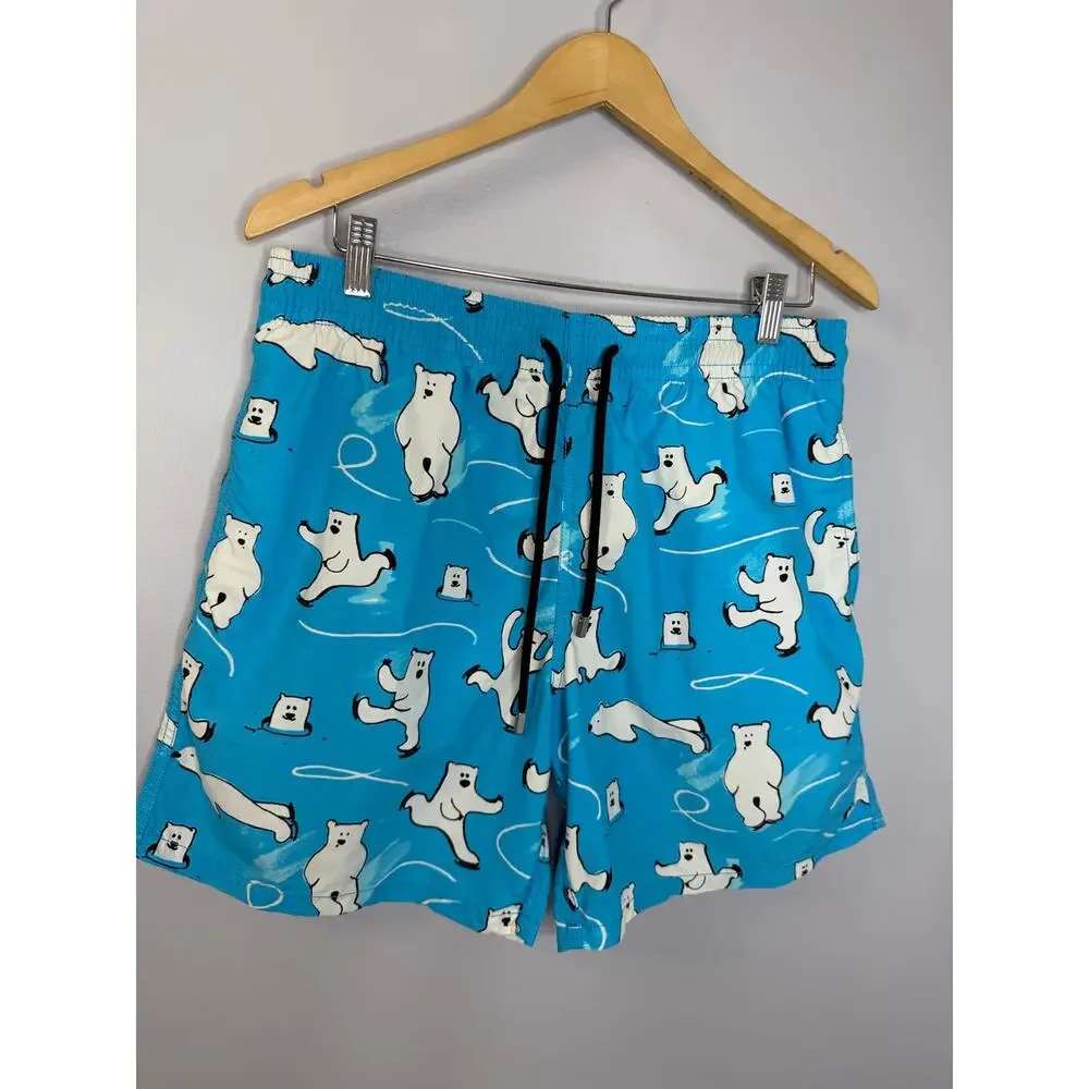 Vilebrequin Men's Moorea Bears on Ice Swim Trunk Blue Men's XL